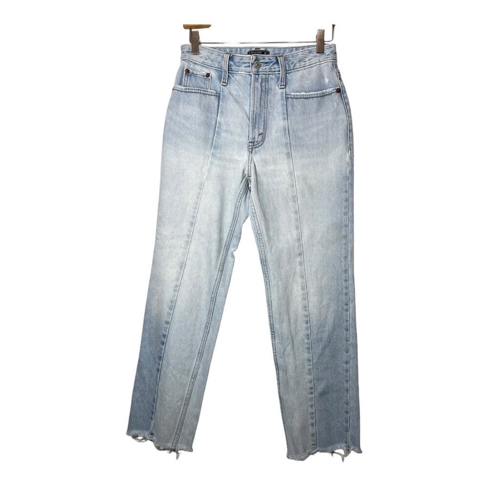 Abercrombie & Fitch Annie High Rise Ankle Straight Jeans Seam 26 2 Fray Raw Hem